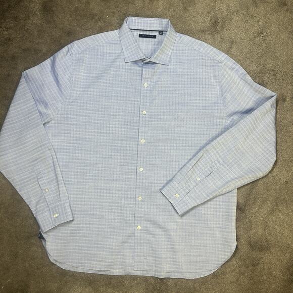 NWOT 7 Diamonds Men XXL 100% Cotton LS Spread Collar Light Blue Paterned Shirt - Picture 4 of 8